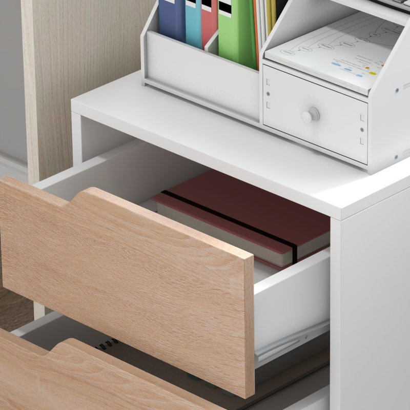 HOMCOM 3 Drawer Mobile File Cabinet, Vertical Filing Cabinet with Wheels for Home Office