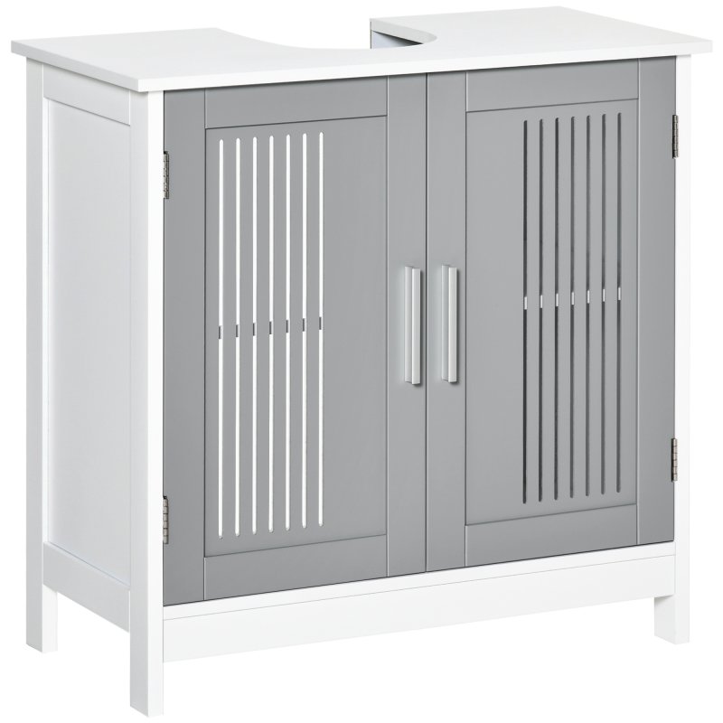 kleankin Modern Under Sink Cabinet with 2 Doors, Bathroom Vanity Unit, Pedestal Under Sink Design, Storage Cupboard with Adjustable Shelves