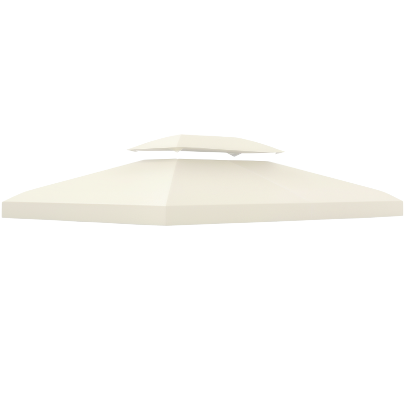 Outsunny 3x4m Gazebo Replacement Roof Canopy 2 Tier Top UV Cover Garden Patio Outdoor Sun Awning Shelters Cream (TOP COVER ONLY)