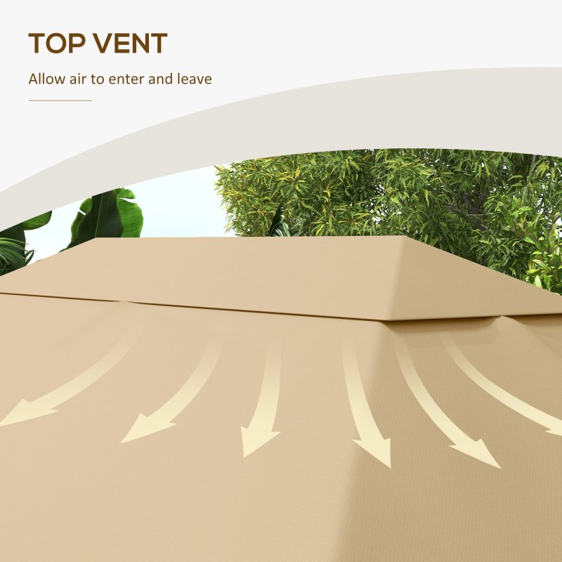 Outsunny 3 x 4m Gazebo Canopy Replacement Covers, Garden Gazebo Roof Replacement with Vents and Drain Holes, TOP COVER ONLY