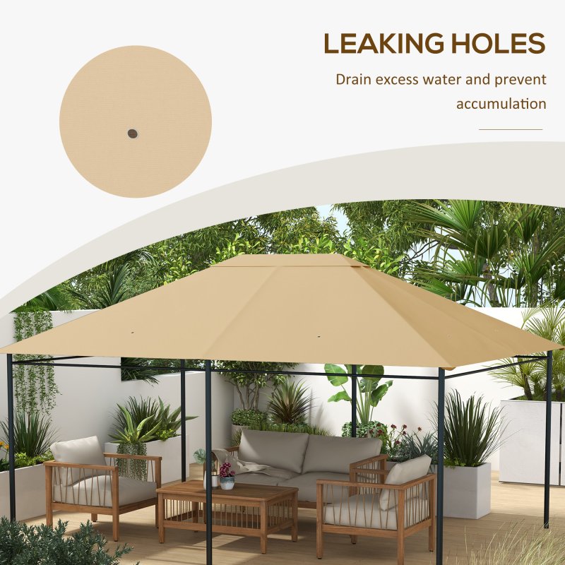 Outsunny 3 x 4m Gazebo Canopy Replacement Covers, Garden Gazebo Roof Replacement with Vents and Drain Holes, TOP COVER ONLY