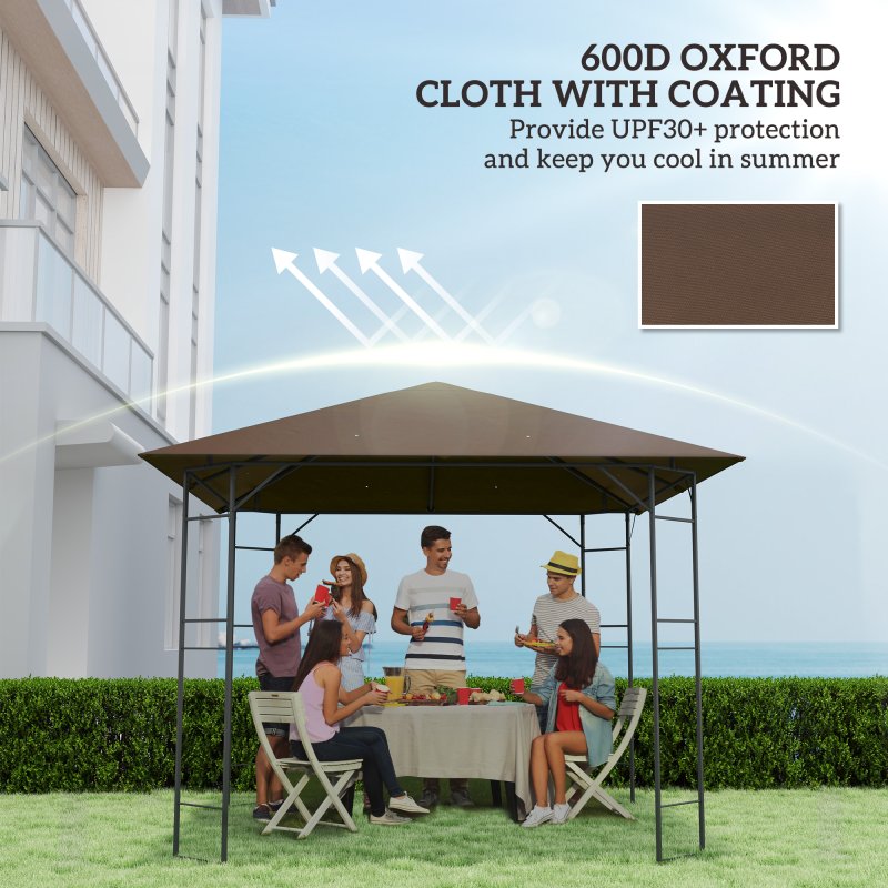 Outsunny 3 x 3(m) Gazebo Canopy Replacement Cover, Garden Gazebo Roof Replacement with Drain Holes, Water-resistant Plastic Coating, 370g/㎡, UPF30+, TOP COVER ONLY