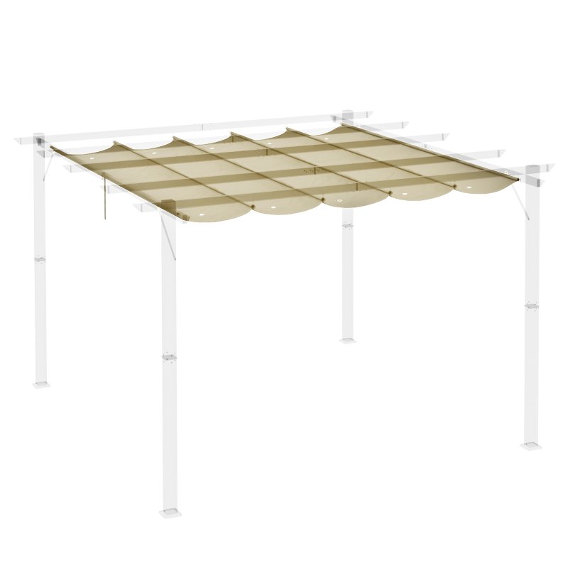 Outsunny Retractable Pergola Shade Cover, Replacement Canopy Fabric for 4 x 3 (m) Pergola, Gazebo Retractable Roof, Beige