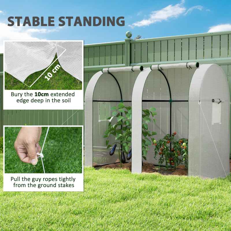 Outsunny Tomato Greenhouse, Garden Growhouse with 2 Roll-up Doors and 4 Mesh Windows, Portable Indoor Outdoor Green House, 185 x 94 x 150cm, White