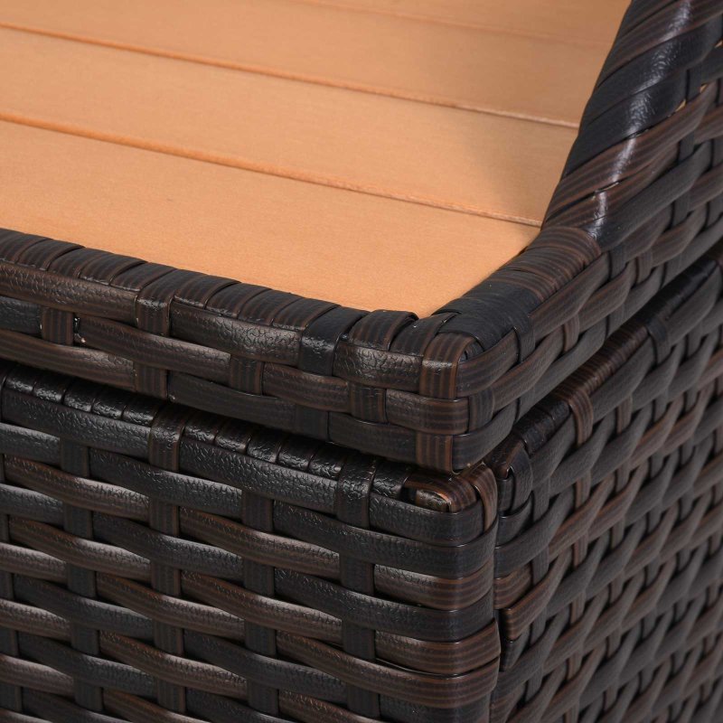 Outsunny PE Rattan Outdoor Storage Bench, Aluminium Garden Bench with Storage Underneath w/ Zipped Inner Lining, Rods for Deck, Mixed Brown