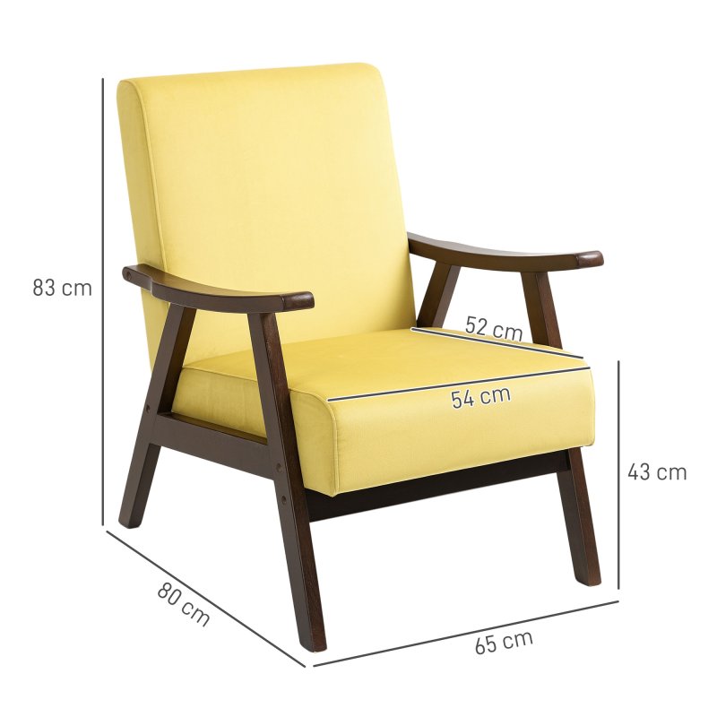 HOMCOM Nordic Accent Chair, Upholstered Velvet Armchair with Solid Wood Frame and Soft Thick Padded for Living Room, Bedroom, Champagne
