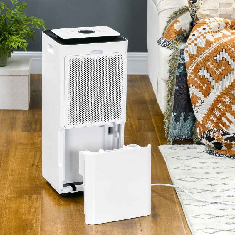 HOMCOM 16L/Day 3500mL Portable Quiet Dehumidifier with Air Purifier Filter, 24H Timer, 5 Modes, Electric Moisture Air Dehumidifier for Home Laundry Basement, White