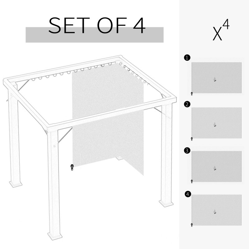 Outsunny 4 Pack Replacement Gazebo Curtains Privacy Panel for Most 3 x 3m Gazebo Canopy Pavillion Outdoor Shelter Sidewalls Accessories Beige