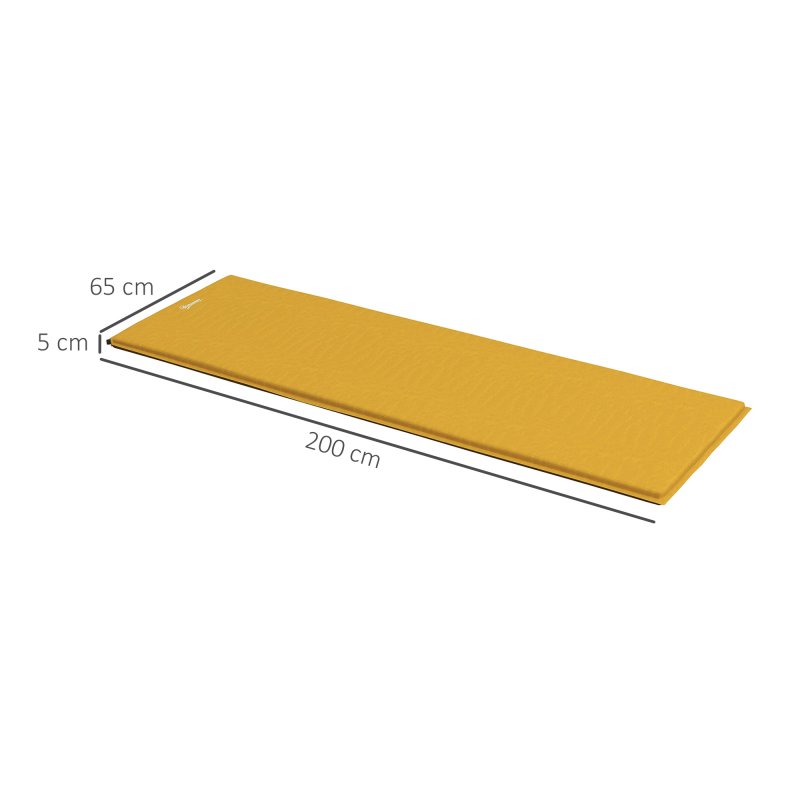 Outsunny Self-Inflating Camping Mat Sleeping Pad, 5cm Thick Single Air Mattress with Carry Bag for Hiking, Camping, Travel, 200 x 65 x 5cm, Khaki