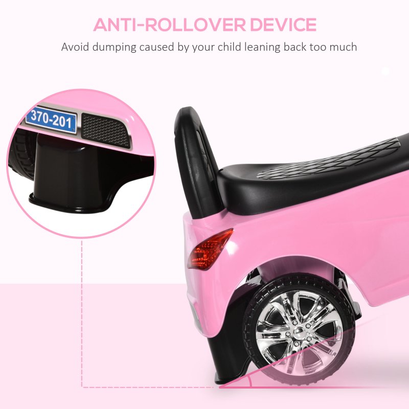 HOMCOM Ride on Car Baby Toddler Walker Foot to Floor Sliding Car Slider w/ Horn Music Working Lights Storage for 1.5 - 3 Years Old Pink