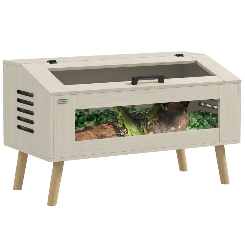 PawHut 140L Reptile Vivarium Terrarium with Tempered Glass Windows, Openable Top for Snake Lizards, Horned Frogs, Chameleons, Hamsters, Gerbils, 100 x 50 x 60cm