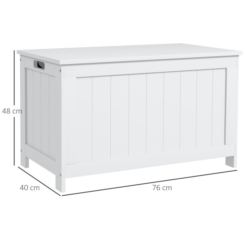 HOMCOM Storage Chest, Modern Storage Trunk with 2 Safety Hinges and Cut-out Handles, Wooden Toy Box for Living Room, Entryway, 76 x 40 x 48 cm