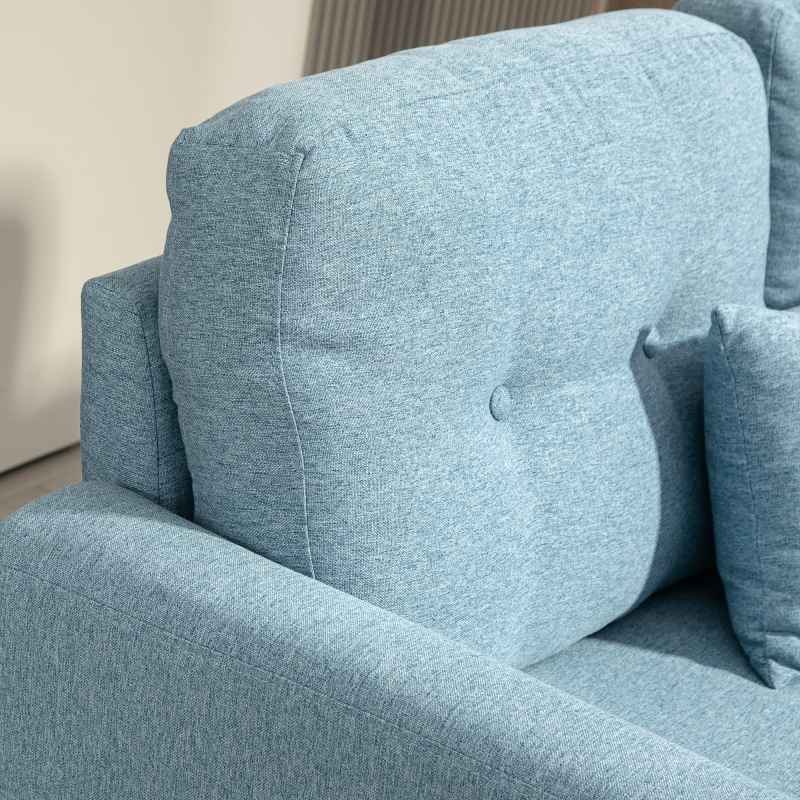 HOMCOM 2 Seater Sofa with Spring Cushion, Fabric Sofa with Wooden Legs, Modern Love Seat for Living Room, 140cm Width Tufted Couch for Bedroom