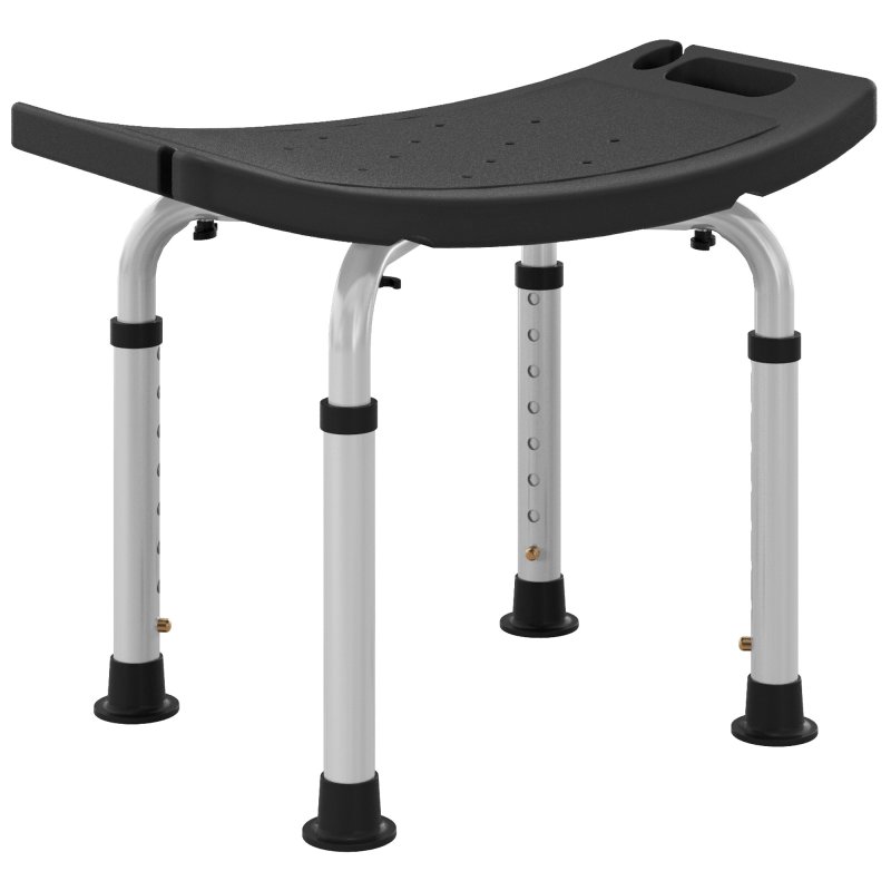 HOMCOM Height Adjustable Shower Stool, Aluminium Shower Chair, Non-Slip Bath Stool for Elderly, Disabled, Seniors, Pregnant