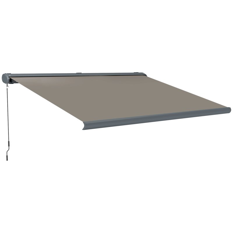 Outsunny 4 x 3(m) Full Cassette Electric Awning with Remote Controller, Aluminium Frame DIY Retractable Garden Awning, UPF50+ Sun Shade Canopy for Deck Door Window, Light Grey