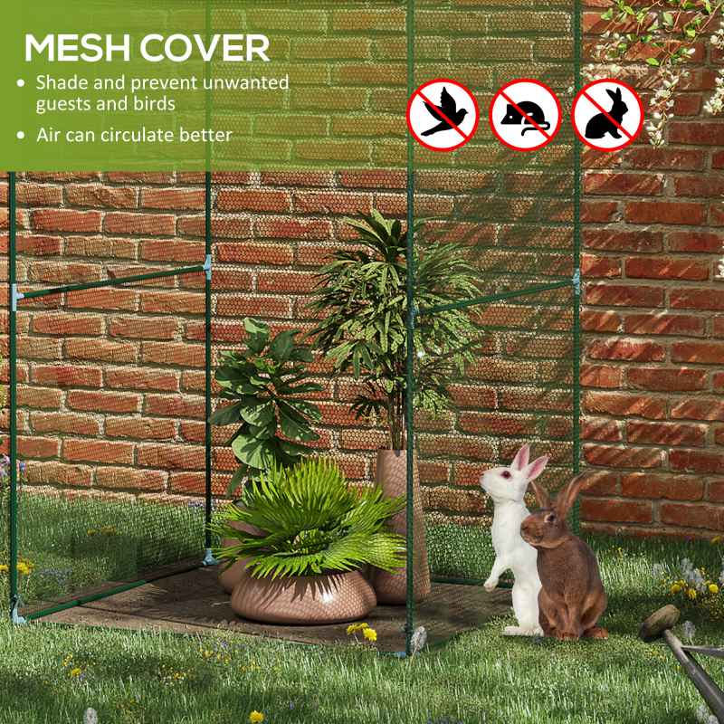 Outsunny Fruit Cage Bird Netting, Vegetable Plant Protection Tent with Zipped Door, Anti Bird, Insects, Small Animals, 1.2 x 1.2 x 1.8m, Dark Green