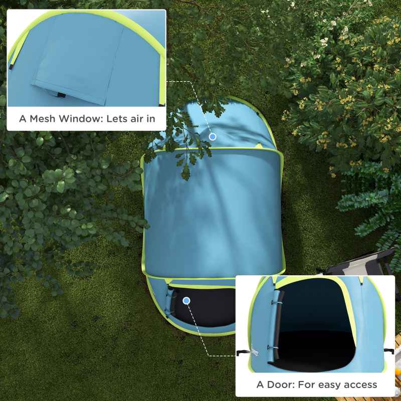 Outsunny 2 Man Pop up Tent, Camping Tent, 2000mm Waterproof with Portable Carry Bag for Fishing Hiking Backpacking, Blue