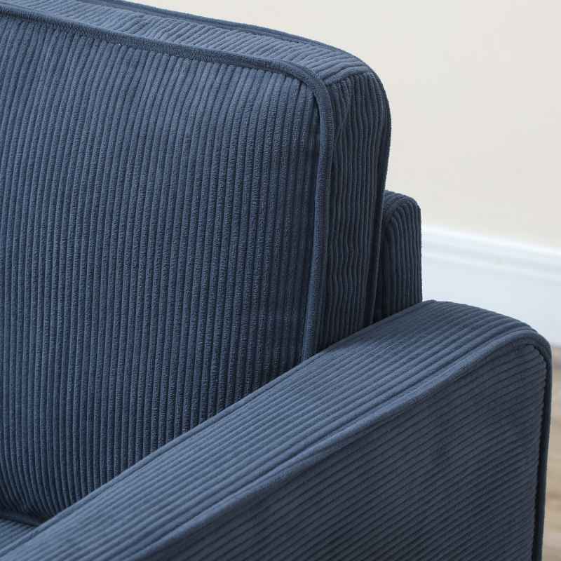 HOMCOM 2 Seater Sofa with Storage, Compact Loveseat Sofa with Solid Wood Legs, Corduroy Small sofa Settee for Living Room, Bedroom, Home Office, 117 x 63 x 79cm, Blue