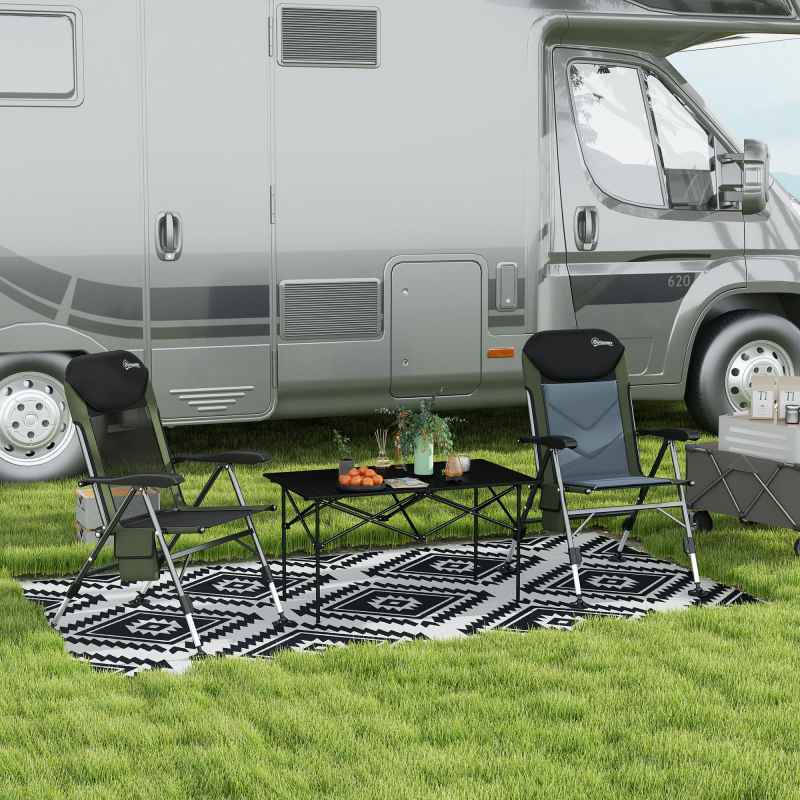 Outsunny Portable Fishing Chair, Lightweight Camping Chair with Reclining Backrest, Adjustable Legs and Mud Feet, 180kg Heavy Duty Folding Chair, Dark Green
