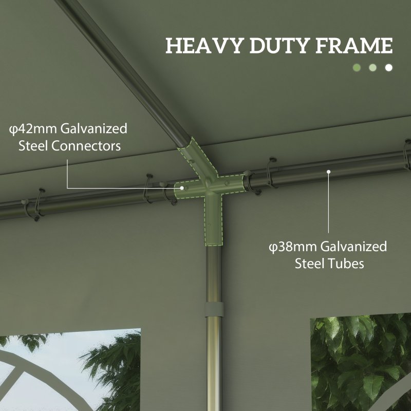 Outsunny 6m x 4m Marquee Party Tent, Heavy Duty Wedding Canopy with Sidewalls, Doors, Windows, Galvanised Garden Gazebo for Parties Events, White
