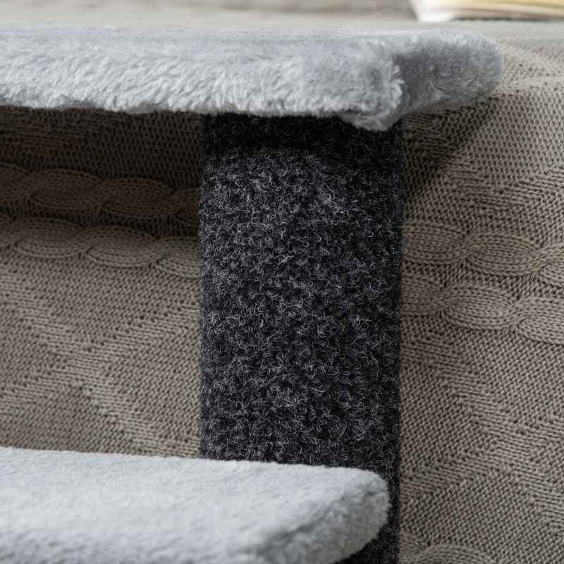 PawHut Pet Stairs, Cat Tree Climb Ladder with 4-step Stair, Scratching Posts, Platforms, Toy Ball, for Indoor Cats, Grey