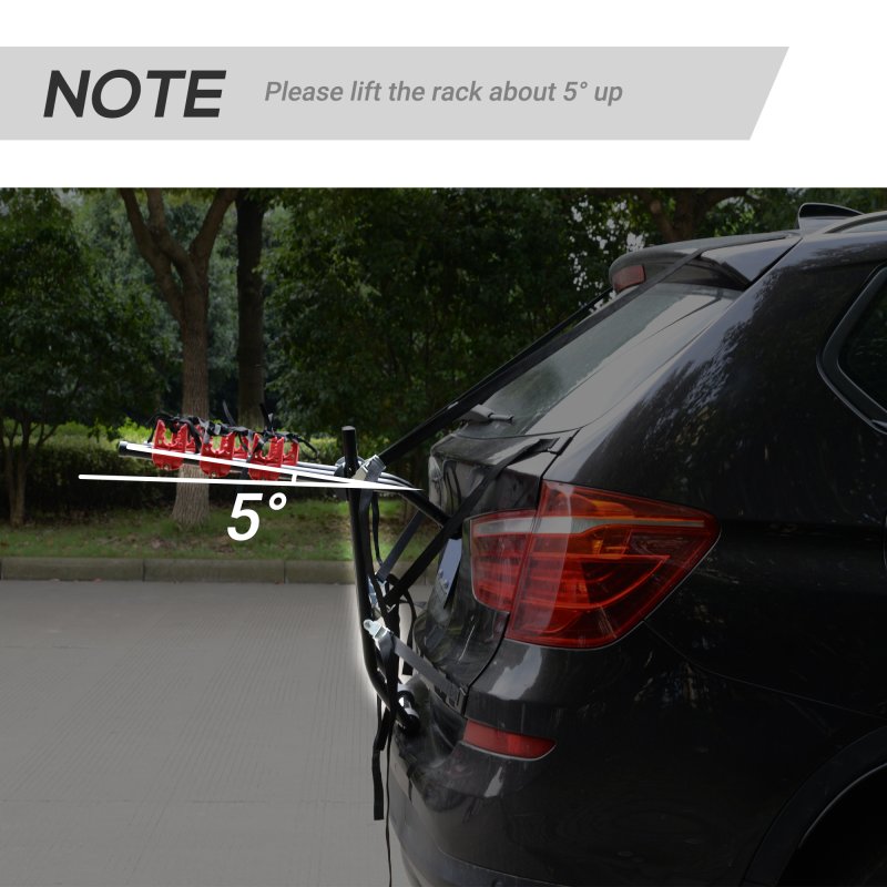 HOMCOM Foldable 3 Bike Carrier Rear Hitch Mount Bicycle Rack W/ Straps Car Trunk SUV Travel Transit
