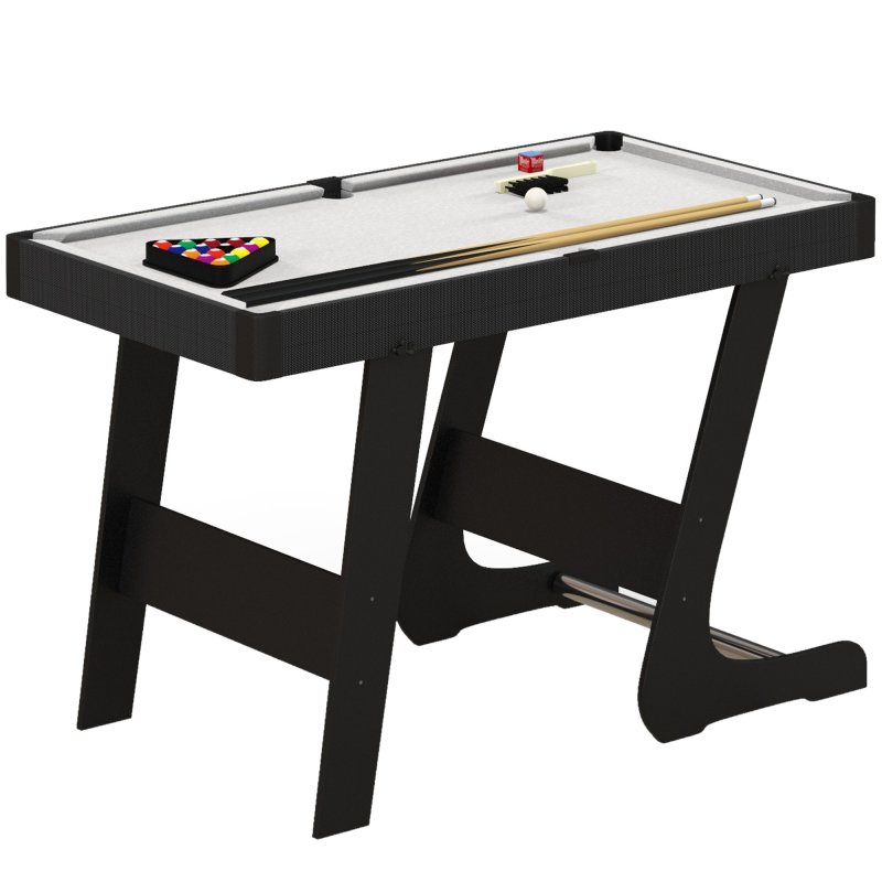 SPORTNOW Folding Pool Table Set, 104cm Mini Snooker Table with 2 Cues, 16 Balls, Chalk, Triangle, Brush, Portable Billiards Table for Youth and Adults, Grey