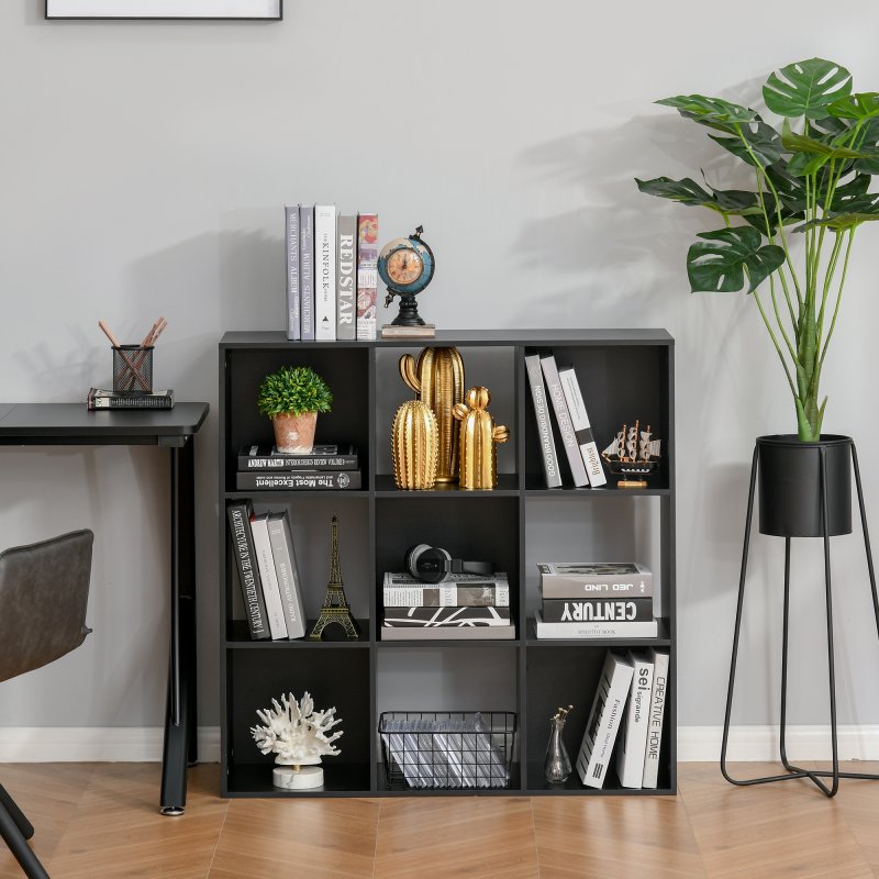 HOMCOM 3-tier 9 Cubes Storage Unit Particle Board Cupboard Bookcase Organiser Home Office Shelves