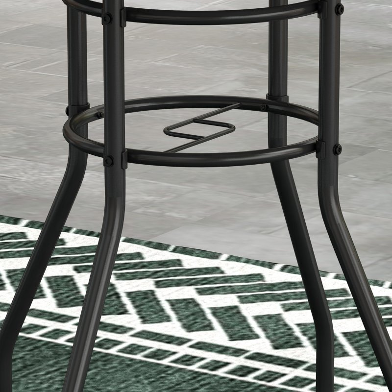 Outsunny 60 cm Garden Round Coffee Table,  Outdoor Side Table with Tempered Glass Printed Table Top and Foot Pads for Porch, Balcony, Tan Brown