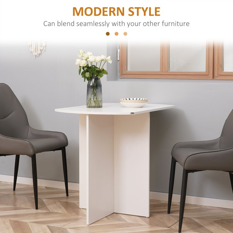 HOMCOM Foldable Dining Table, Modern Drop Leaf Table for Kitchen, Dining Room and Living Room