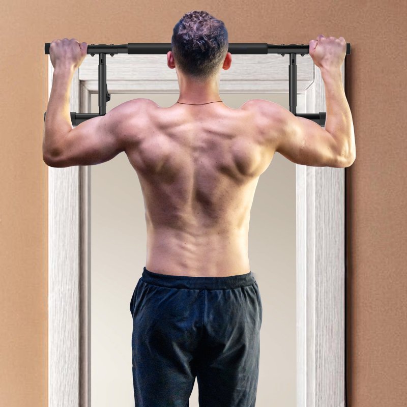 SPORTNOW Doorway Pull-Up Bar, No-Drilling Chin-Up Bar, Push-Up Stand with Resistance Bands, Padded Handles for Home Gym Exercise