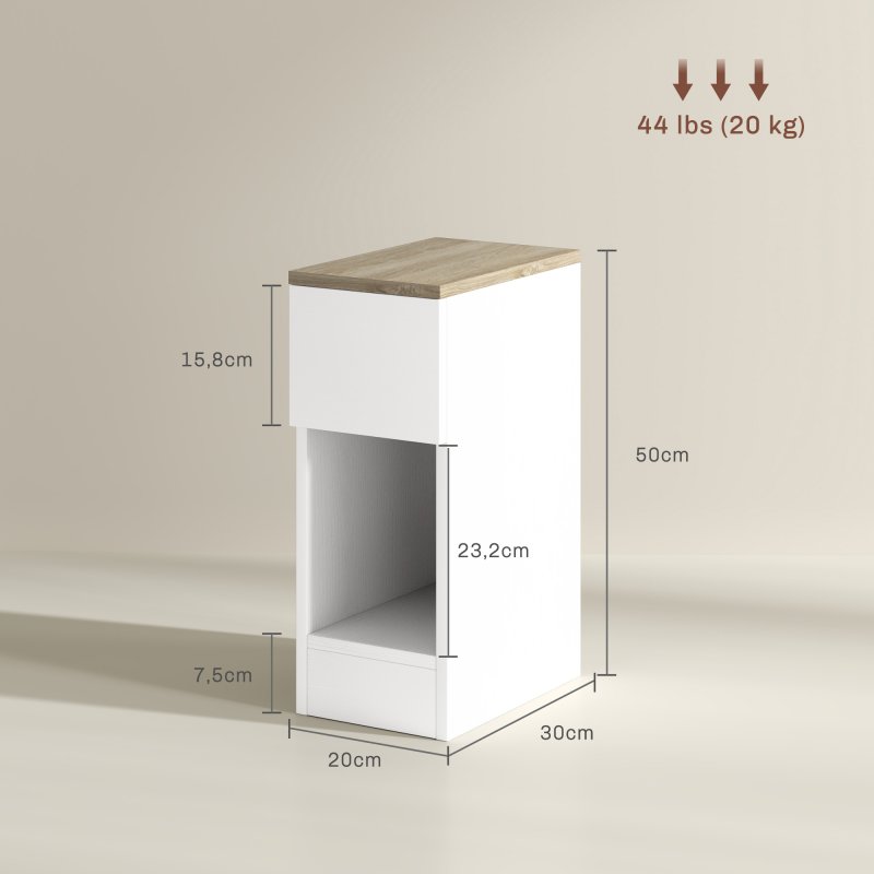 HOMCOM Bedside Tables Set of 2, Modern Side Tables with Drawer and Shelf, Nightstands for Bedroom, Living Room, White