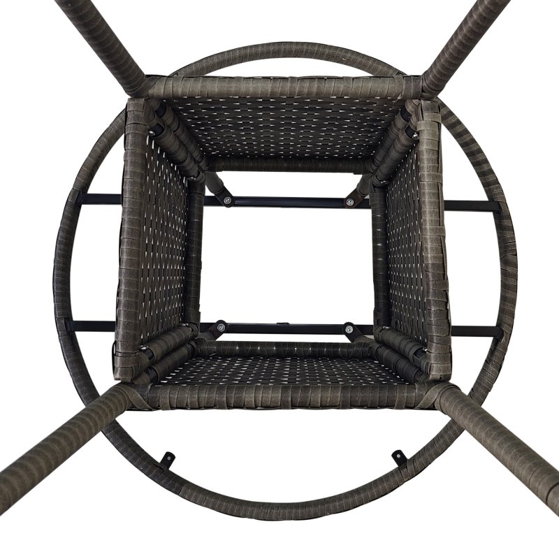 Outsunny 70 cm Outdoor Dining Table, PE Rattan Patio Table with Wood-plastic Composite Top for Balcony, Garden, Grey