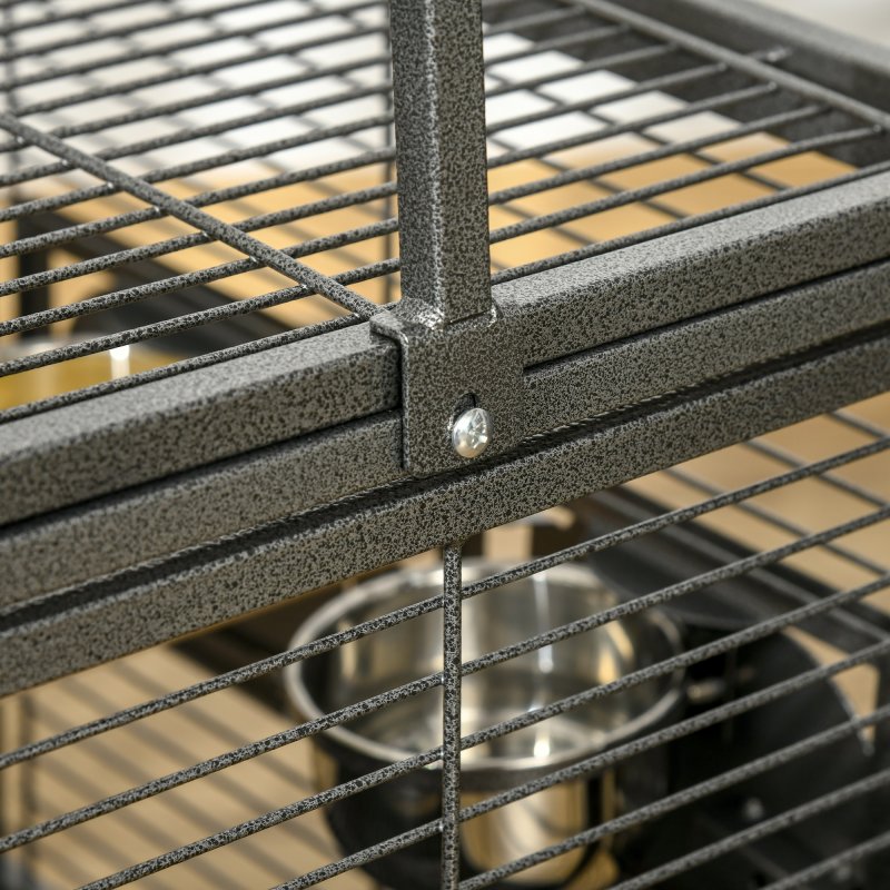 PawHut Bird Cage Budgie Cage for Budgie, Lovebirds, Green Cheek Canary, Parakeet, Cockatiel, Travel Breeding Cage w/ Wooden Perch Handle, 48 x 38 x 65 cm