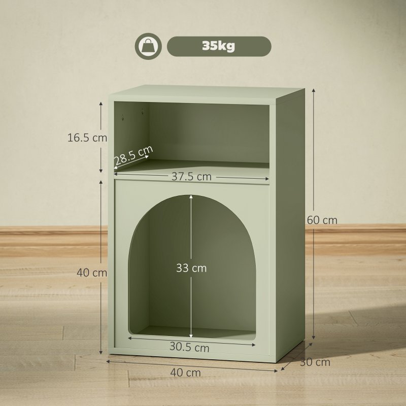 HOMCOM Bedside Table, Modern Bedside Cabinet with 2 Open Compartments and Unique Arch Design, Side Table for Living Room, Bedroom, Light Green