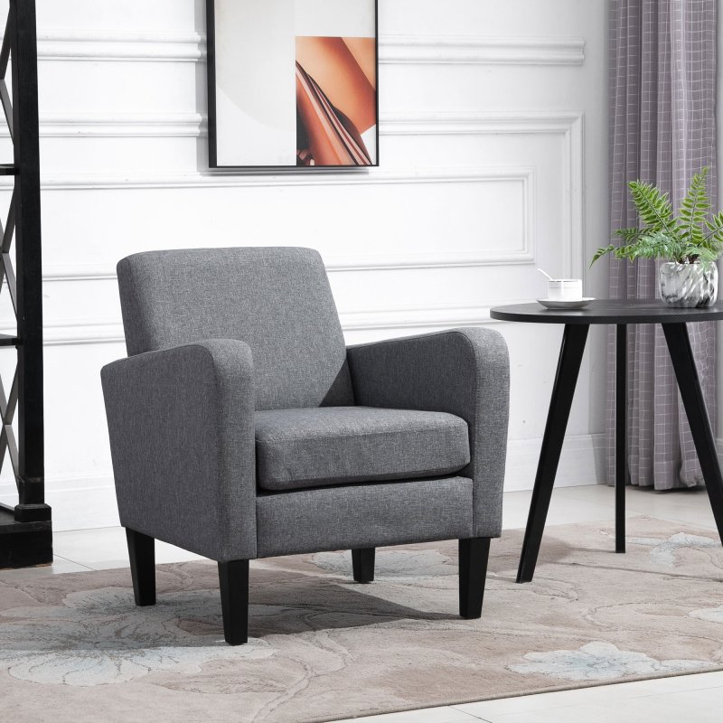 HOMCOM Modern Wingback Living Room Chair, Upholstered PU Leather Accent Armchair,  Single Sofa Chair with Lounge Seat and Wood Legs for Bedroom/Office/Reading Spaces