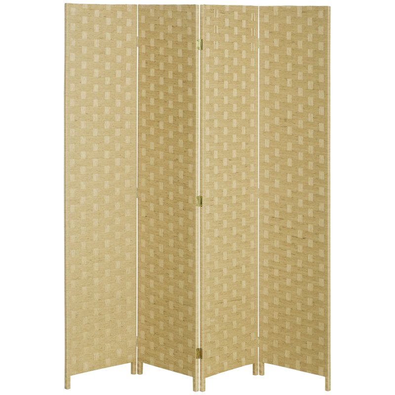 HOMCOM 4-Panel Room Dividers, Wave Fibre Freestanding Folding Privacy Screen Panels, Partition Wall Divider for Indoor Bedroom Office, 170?cm, Brown