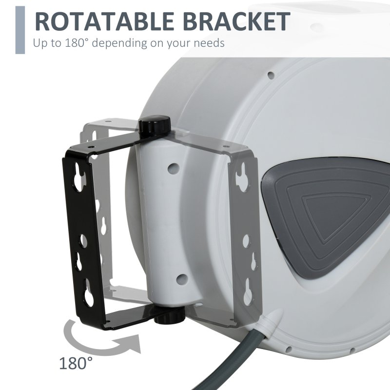 DURHAND Retractable Air Hose Reel 15m+ 140cm Hose Diameter 3/ 8" 9.5mm, Hose Connector 1/ 4" BSP, Wall Mount Auto Rewind Hose- Reel