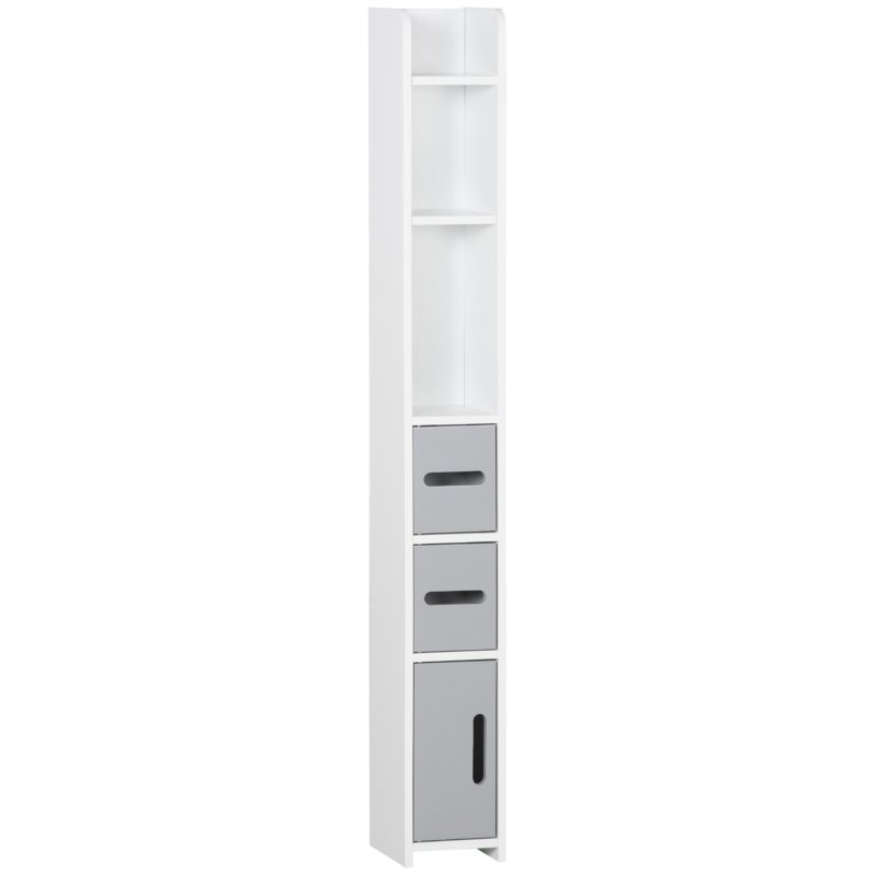 kleankin Modern Bathroom Storage Cabinet, Freestanding Tall Bathroom Cabinet with Open Shelves and 3 Cupboards with Door, for Bedroom Hallway