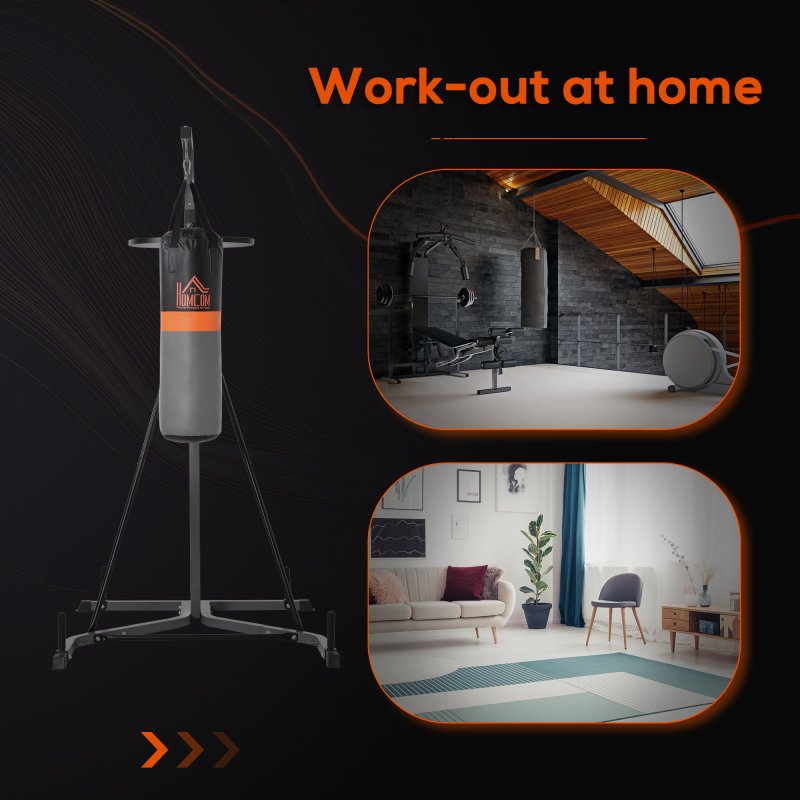 HOMCOM Freestanding Boxing Punch Bag & Speed ball Station, for Home Gym, Grey