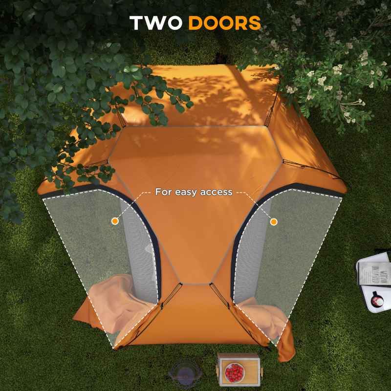 Outsunny 1-2 Man Camping Tent, Dome Tent with Removable Rainfly and Aluminium Frame, 2000mm Waterproof, Portable with Bag, for Fishing Hiking Festival, Orange