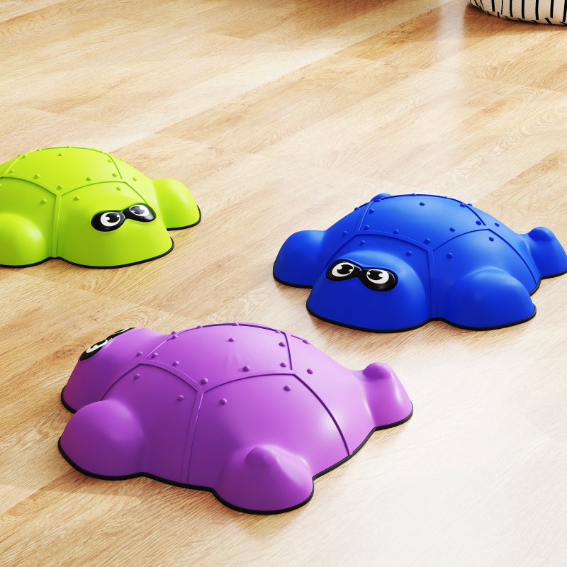 AIYAPLAY Balance Stepping Stones, 9-Piece Turtle-Shaped Stackable River Stones with Non-Slip Edge, Indoor Outdoor Obstacle Course for Kids Age 3-8 Years, Multicoloured
