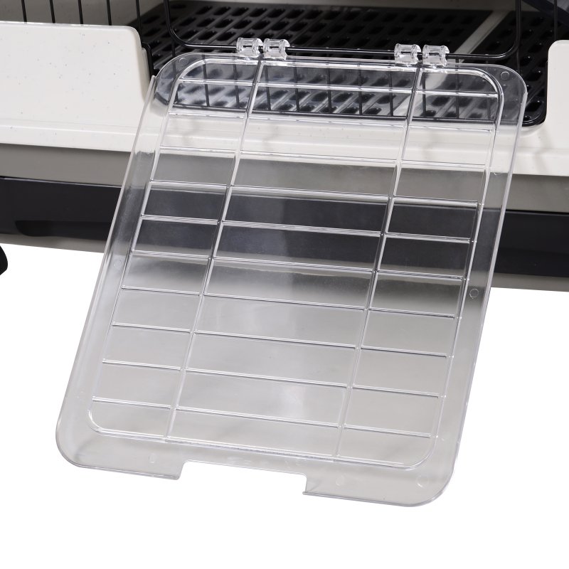 PawHut 4-Level Small Animal Cage, Indoor Bunny House, for Ferrets, Chinchillas w/ Wheels, Slide-Out Tray, Black, 81 x 52.5 x 114 cm