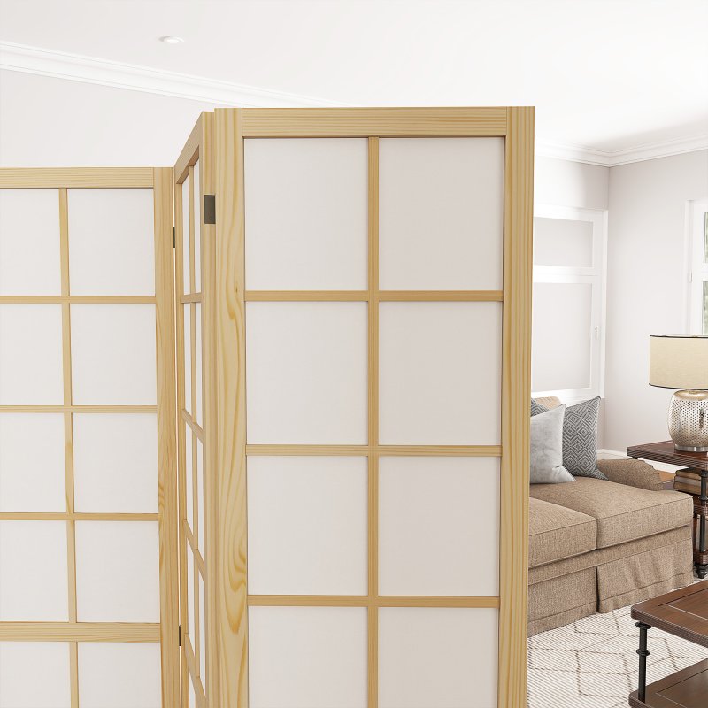 HOMCOM 4 Panel Folding Room Divider, Freestanding Privacy Screen, Indoor Room Partition for Living Room, Bedroom and Office, 160 x 170cm