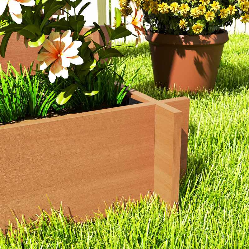 Outsunny 3 Tier Planters with Trellis for Vine Climbing, Wooden Raised Beds for Garden Patio, Outdoor Planter Box for Vegetables, Flowers, Herbs, Brown