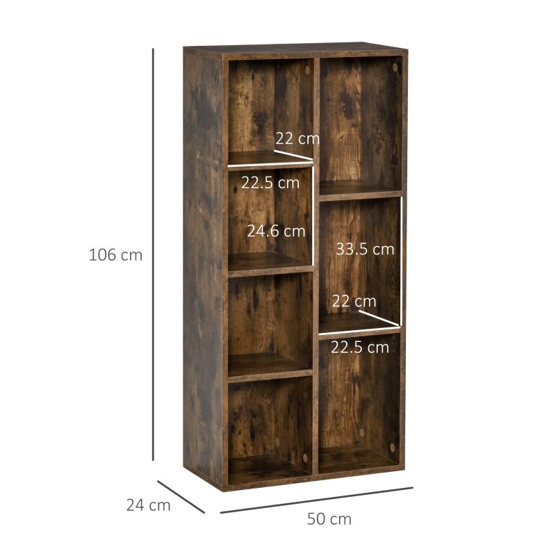 HOMCOM 3 Tier Bookshelf, Modern Cube Bookcase with 7 Open Storage Compartments, Freestanding Display Storage Unit for Living Room, Bedroom, Study