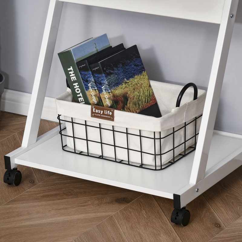 HOMCOM Movable Computer Desk with 4 Moving Wheels Sliding Keyboard Tray Home Office Workstation 