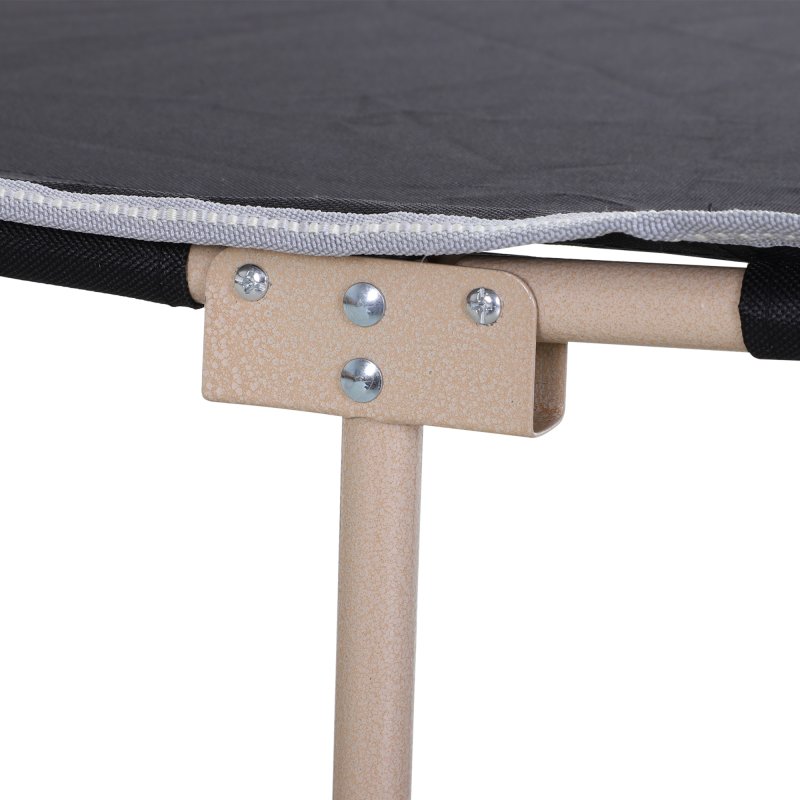 Outsunny Single Person Camping Bed Folding Cot Outdoor Patio Portable Military Sleeping Bed Travel Guest Leisure Fishing with Side Pocket and Carry Bag - Black