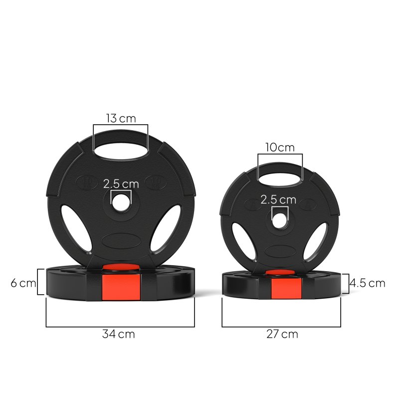SPORTNOW Olympic Weight Plates Set, Barbell Plates Disc with 1" Holes, for Home Gym, Weight Lifting Strength Training, 2 x 10kg, 2 x 5kg, Black