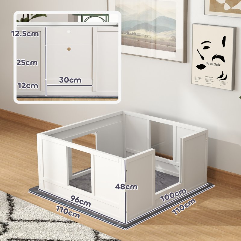PawHut Whelping Box for Dogs, Dog Whelping Box, Dog Playpen Fence Exercise Play Pen with Water-Resistant Washable Whelping Pad, Adjustable Entrance, Non-Slip Pads, for Medium Dogs, Puppies, 100 x 96cm